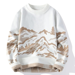 Pull en laine mérinos 100% bleu marine pour homme, pull en laine tricoté pour l'automne, pull à manches longues pour homme, pull tricoté - Product Image 3