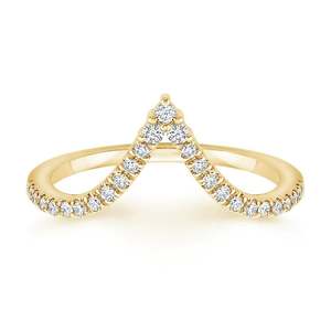 Bague de fiançailles solitaire en or jaune avec pierre centrale de 1 carat et alliance pavée en forme de V, diamant de laboratoire certifié IGI - Product Image 2