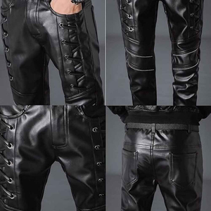 Pantalon en cuir noir sur mesure, style décontracté, qualité supérieure, respirant, nouveau, coupe ajustée professionnelle, best-seller - Product Image 6