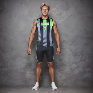 Ensemble de maillots de volley-ball personnalisés Knox, sublimés, 100% polyester, débardeur ajusté avec short de compression, évacuation de l'humidité - Product Image 1