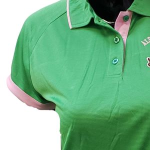 เสื้อโปโลสีเขียวชมพู Dri Fit สำหรับผู้หญิง แขนสั้น เสื้อกีฬาปักตัวอักษร สไตล์ลำลอง ชุดกอล์ฟ ชุดทีม แฟชั่น - Product Image 2