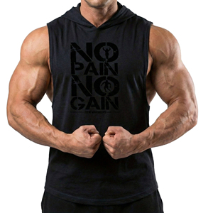 Custom Logo Color Men's Sleeveless Hoodie Own Graphic Print Bodybuilding Tank <b>Top</b> Gym Vest OEM Wholesale Fitness Wear Tank <b>Tops</b> - Product Image 1