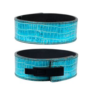 Ceinture de musculation en cuir à motif vert avec levier de réglage rapide et boucle en acier pour maintien sécurisé de la taille - Product Image 5