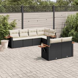 Conjunto de Sofá de Jardín con Reposabrazos Ajustables Grandes en Ratán Sintético Negro, Muebles de Exterior Cómodos - Product Image 1