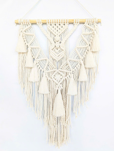 Tapiz de Pared de Macramé de Algodón Estilo Nórdico Bohemio, Rectangular de 50x80 cm, Desmontable, Lavable, de Varias Piezas, Hermoso Arte Moderno - Product Image 1