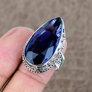 Designer Tanzanite Gemstone <b>Ring</b> <b>925</b> Sterling <b>Silver</b> Blue Topaz <b>Ring</b> Handmade Jewelry Statement <b>Ring</b> For Her - Product Image 2