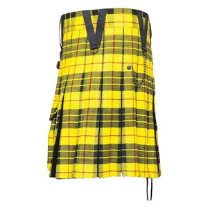 กางเกงกีฬาสก็อตแบบจีบยี่ห้อ Modern Macleod of Lewis รุ่น Hybrid Kilt สีเหลืองดำลายทาร์ทัน สำหรับเด็กผู้หญิง มีกระเป๋า - Product Image 3