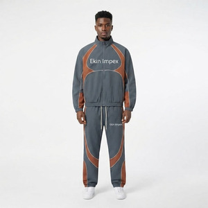 Ensemble de survêtement personnalisé pour homme avec logo, veste zippée et pantalon de jogging, vêtements de sport en gros - Product Image 3