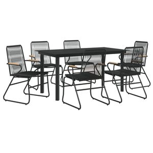Set da Pranzo da Giardino Nero per 6 Persone, Arredamento Esterno Contemporaneo in Metallo Resistente alle Intemperie - Product Image 3