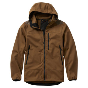 เสื้อแจ็คเก็ตผู้ชายสีน้ำตาลแบบมีฮู้ด ผ้า softshell กันน้ำ ซิปด้านหน้า เหมาะสำหรับใส่กลางแจ้งในฤดูใบไม้ร่วง ทรงปกติ มีกระเป๋า - Product Image 5
