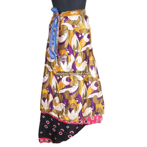 Nuevas faldas cruzadas de seda, Brasil México, sari reversible de seda reciclada, falda cruzada para fiesta en la playa, último diseño indio. - Product Image 6