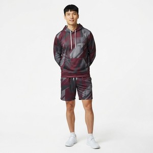 Custom Unisex Breathable Windproof Lightweight Winter Sporty <b>Hoodie</b> <b>Shorts</b> Matching <b>Set</b> with Side Pockets - Product Image 1