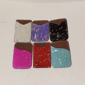 Cheveux sur cuir de vachette métallisé porte-cartes de crédit étui à cartes minimaliste unisexe mince porte-cartes portefeuille de poche en cuir occidental - Product Image 3