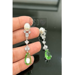 Stunning Premium Quality <b>Silver</b> Polish Earrings Modern Wear Party Wedding Function Wear Collection For Women And Girl - Product Image 2