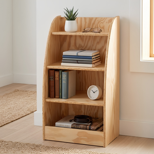 American <b>pine</b> plywood bookcase Solid wood living room <b>shelf</b> Modern wooden storage unit Vietnam factory furniture - Product Image 2