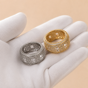 แหวนเพชรโมอิสซาไนต์ทรงกลมเจียระไนแบบฝังเพชรเต็มวง ชุบทองคำขาว 14K สำหรับผู้ชาย ดีไซน์ทันสมัย เหมาะสำหรับเป็นแหวนหมั้น สามารถสั่งทำได้ - Product Image 6
