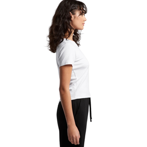 Camiseta de algodón de manga corta con cuello redondo para mujer, ajuste ceñido, estampado en el pecho, espalda lisa, casual, venta al por mayor, OEM, B2B - Product Image 4