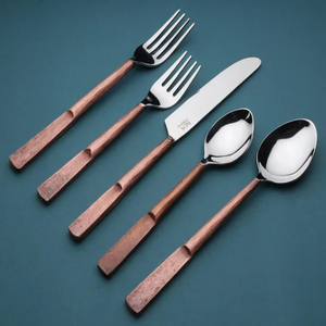 Vintage Metal Flatware Set With Gold Toned Handles High Mirror Polish stainless steel flatware set with gold plated - Product Image 3