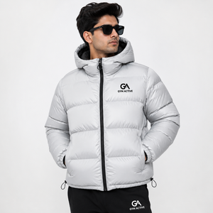 Chaqueta Acolchada Ligera con Capucha para Hombre, Estilo Urbano, Brillante, Cálida para Invierno, con Bordado Frontal y Logotipo Personalizado, Venta al Por Mayor - Product Image 3