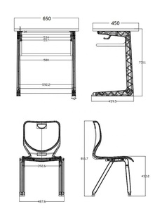 Ensemble de bureau et de chaise pour étudiants en aluminium avec plateau en bois, mobilier scolaire - Product Image 4