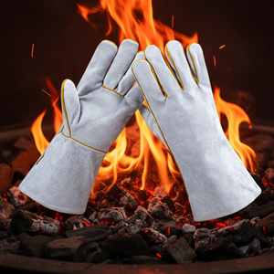 Gants de soudure en cuir avec doublure en coton, résistants à la chaleur, isolés, résistants aux coupures, pour utilisation en extérieur, anti-brûlure - Product Image 4