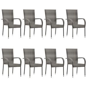 Grand ensemble de salle à manger en bois d'acacia gris, ensemble de jardin empilable en bois massif - Product Image 2