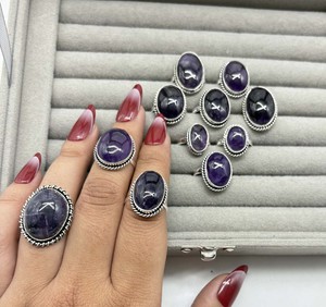 Natural Amethyst Engagement <b>Ring</b> 925 Sterling <b>Silver</b> Plated <b>Adjustable</b> Designer Gemstone <b>Ring</b> Wholesale Manufacturer - Product Image 1