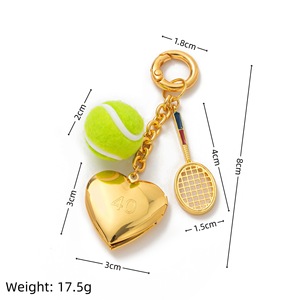 Llavero con Colgante de Raqueta de Tenis y Pelota de Tenis, en Forma de Corazón, Ligero, Tejido a Mano, con Impresión UV en Aleación de Zinc - Product Image 4
