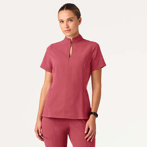 Conjuntos de Uniformes Médicos Personalizados de Manga Corta en Color Sólido, Cuello Alto, Pantalones Anchos, Jersey para Doctores y Enfermeras de Hospital - Product Image 2