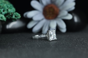 Princess Cut Moissanite Engagement <b>Ring</b> 925 Sterling <b>Silver</b> | <b>Solitaire</b> Diamond Look <b>Ring</b> for Women Wedding Jewelry Wholesale - Product Image 4