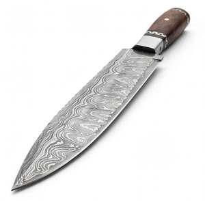 Cuchillo de Cocina Artesanal de Acero Damasco Ondulado con Mango de Madera de Nogal, Cuchillería Japonesa - Product Image 3