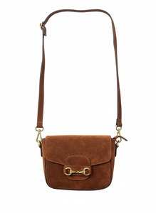 Sac à bandoulière en daim marron, sac à rabat, sacoche pour les trajets quotidiens - Product Image 3