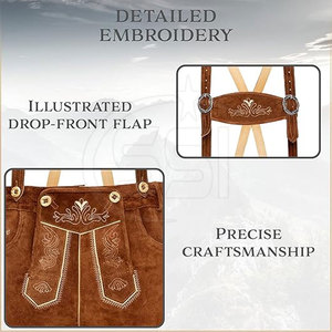 Rustic Style For Traditional And Modern Outfit Pairing High Quality Men Lederhosen Shorts With Soft Texture - Product Image 4
