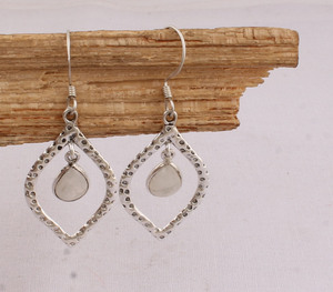 Natural Rainbow Moonstone <b>Solid</b> 925 Sterling <b>Silver</b> Handmade Vintage Luxury Drop Earrings for Wedding Anniversary Gift Party - Product Image 4