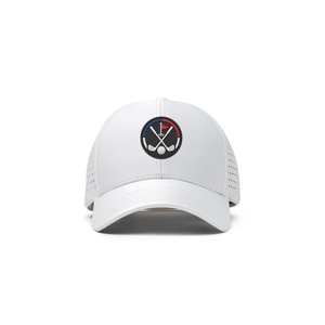 หมวกกอล์ฟระบายอากาศได้ดี ผลิตด้วยเทคโนโลยีเลเซอร์เจาะรู  ทรง 6 แผง  แบบ Snapback  พร้อมโลโก้ยางรูปวงกลม  ปีกโค้ง  รับผลิตแบบ OEM - Product Image 1