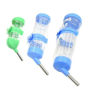 No Drip Pet Water Bottle With Stainless Steel Nozzle Transparent Hanging Drinker For <b>Birds</b> Guinea Pig Bunny Hamster - Product Image 1