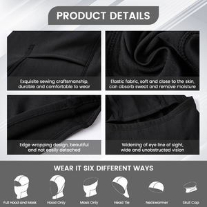 Masque de ski intégral de haute qualité pour hommes, noir et blanc, pour moto, hiver, hijab, cagoule, logo personnalisé - Product Image 4