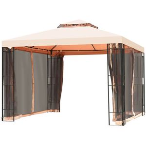 Gazebo o Pergola in Metallo a 2 Livelli Ventilato 3x3 Metri con Zanzariera per Esterni - Product Image 4