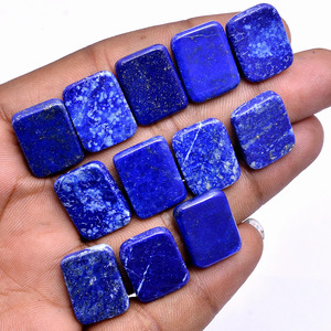 Disques plats rectangulaires en Lapis Lazuli naturel bleu de qualité AAA+ (18x14x4mm) – Cabochons semi-précieux en pierres précieuses brutes pour la fabrication de bijoux - Product Image 3