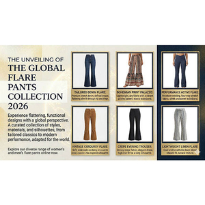 Vente en gros – Nouvelle collection automne décontractée pour femmes : Pantalon évasé à taille haute élastique, respirant, coupe régulière, double taille, jambe large, ODM - Product Image 2