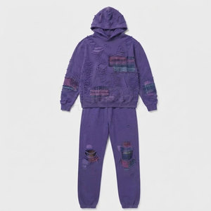 Ensemble de survêtement tendance hiver déchiré, mode décontractée, moderne, élégant et confortable pour homme, tenue assortie pour le quotidien - Product Image 4