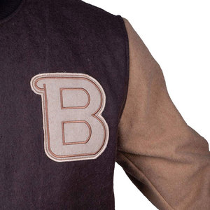 Blouson universitaire d'hiver pour homme en cuir et laine, col rabattable, logo frontal, haute qualité, mode, épais, chaud, coupe ajustée, à capuche - Product Image 4