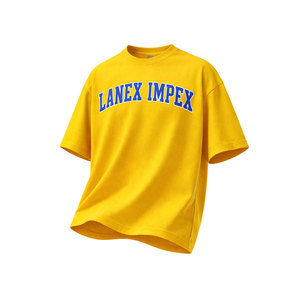 Camiseta de Alta Calidad, 100% Algodón, Color Amarillo, Estilo Oversize con Hombros Caídos, Manga Corta, Antiarrugas, para Hombre - Product Image 1