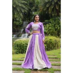 Georgette de imitación tradicional con hilo de lentejuelas pesadas Trabajo bordado Lehenga Choli - Product Image 3