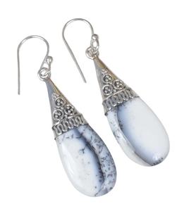 Boucles d'oreilles en argent sterling massif 925 avec pierres précieuses d'opale dendritique pour femmes et filles meilleur design pour mariage bijoux fins - Product Image 1