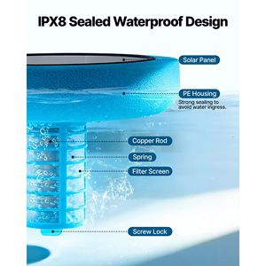 เครื่องกรองน้ำอัตโนมัติพลังงานแสงอาทิตย์ เครื่องทำให้น้ำเป็นประจุลอยน้ำสำหรับสระว่ายน้ำขนาด 45000 แกลลอน อุปกรณ์เสริมสำหรับสระว่ายน้ำแบบไม่ใช้คลอรีน - Product Image 5