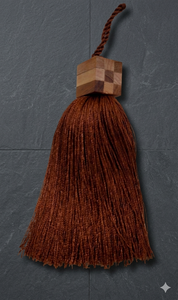 Brown Rayon <b>Tassel</b> With Wooden Cube Top Decorative Fringe - Product Image 5