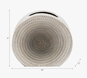 Jarrón de Cerámica Moderno Nórdico, Color Blanco Hueso, con Patrón Espiral Concéntrico, Hecho a Mano, Texturizado, en Forma de Donut, para Hogar u Hotel - Product Image 6