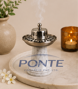 High Quality White Marble Base Incense Burner Silver Polish Metal Lid Elegant Modern Eco-Friendly Spring Home Decor Mabkhara - Product Image 2