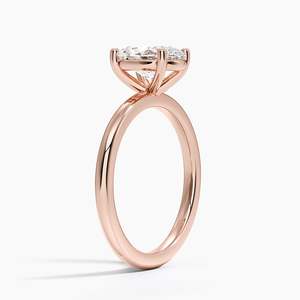Bague de fiançailles solitaire en diamant taille ovale certifiée IGI, or massif 10K en or rose avec sertissage à griffes torsadées - Product Image 6